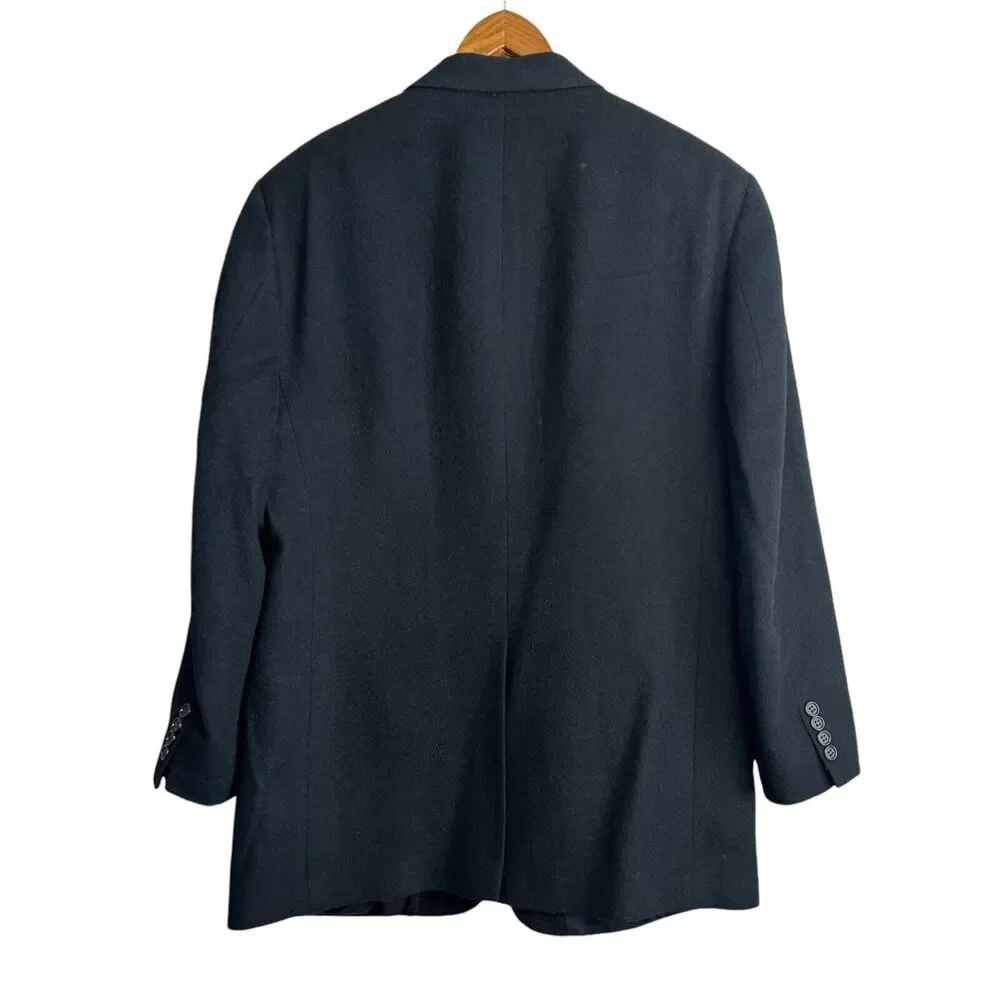 Brooks Brothers Sport Coat Mens 42R Solid Black Camel Hair Blazer Two Button